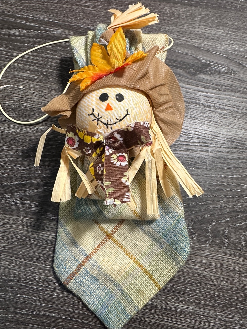 Autumn Scarecrow Necklace Tie in Blue, Brown & Yellow